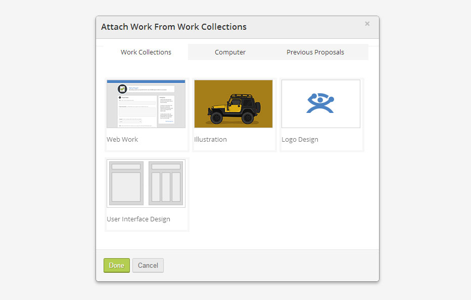 Attach Work Collections to Proposals grey bkgd
